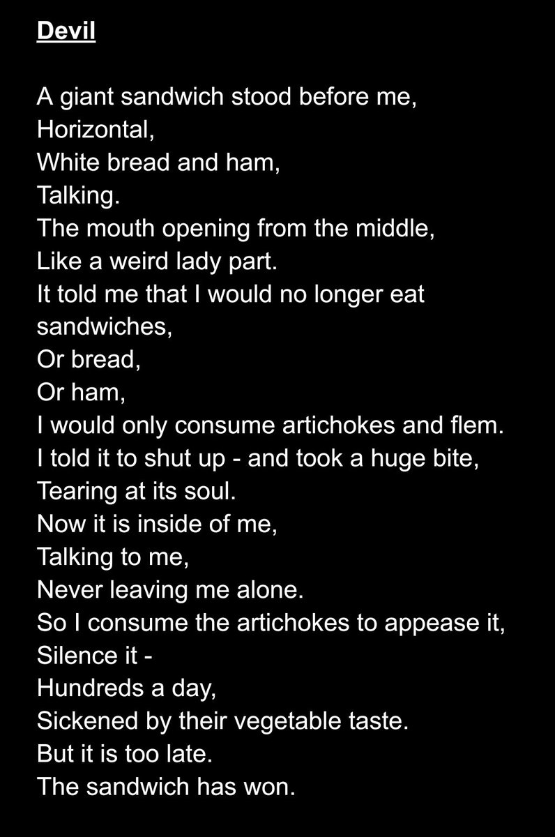 Poem #14

#poetry #food #Sandwich #devil