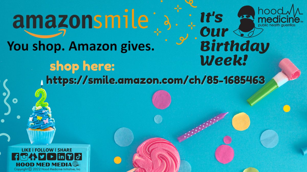 hood_medicine's tweet image. It's our birthday week!🎂🎉Help us celebrate &amp;amp; make us your @AmazonSmile charity! You shop, @Amazon gives!

smile.amazon.com/ch/85-1685463

Your support helps us continue our mission of #UsingScienceForGood &amp;amp; fighting for #HealthEquity &amp;amp; #CompassionInMedicine!

#PublicHealthGuerrillas🦍