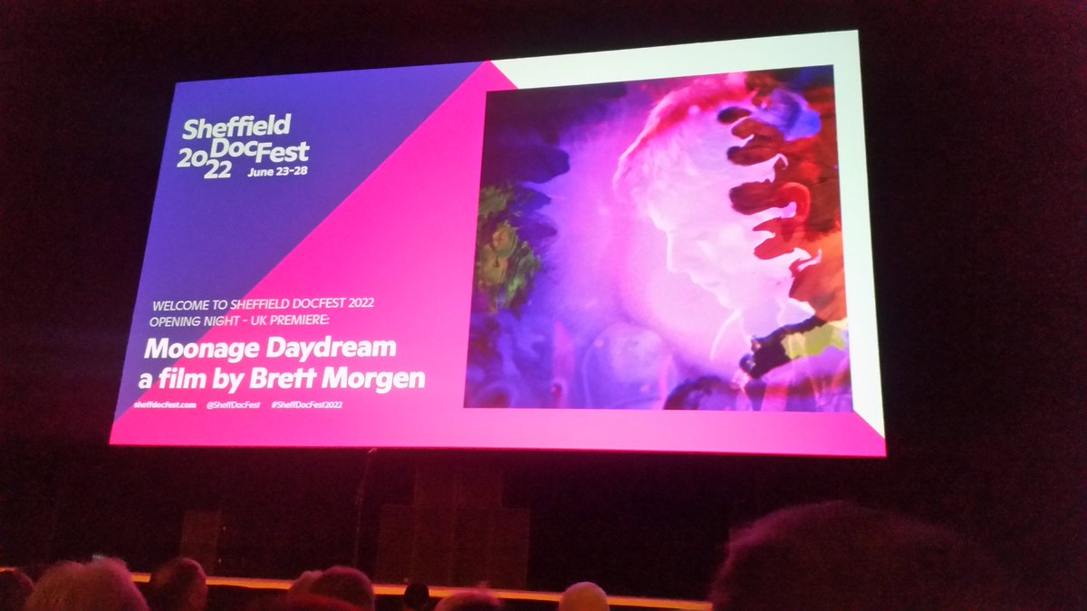 c_waudby's tweet image. Music, colour, chaos.Brett Morgen&apos;s Moonage Daydream at the City Hall - 50 years after Ziggy Stardust appeared there. What a way to launch Sheffield Doc Fest. #Bowie #SheffDocFest2022 #film