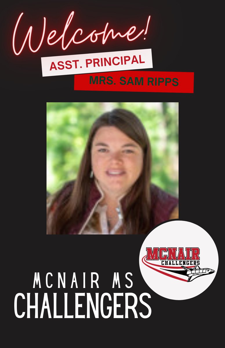 swisd_mcn's tweet photo. McNair is excited to introduce the newest member to the Challenger Family- Mrs. Samantha Ripps. Mrs. Ripps will serve as an Assistant Principal. She has served as a teacher, worked at C&amp;I and most recently an AP at SWE. Welcome aboard! #ChallengerFamily https://t.co/htCp8jTVVC