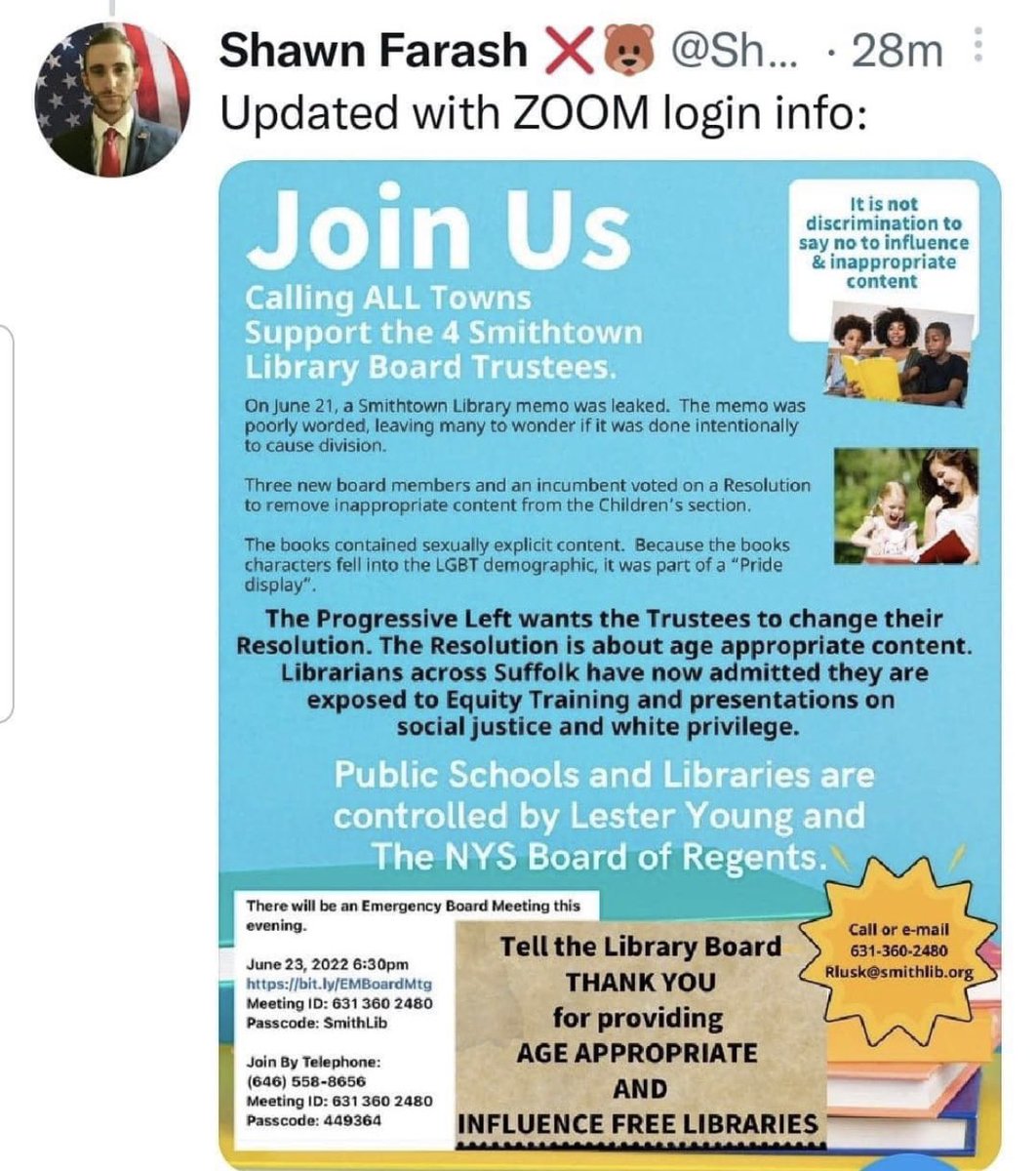 Makes you wonder why a guy who doesn’t have kids, nor does he even live in Smithtown care so much about pride displays in a library?