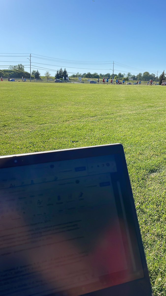 mathersmum's tweet image. Been a few days since I posted one of these! Laptop and I watching the girl play lax.  Glorious night for it! #studyonthego