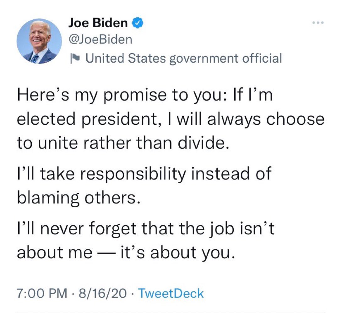 JKBakerAcesFull's tweet photo. @JoeBiden Biden, you said you would unite, your oath of office swore you would “preserve, protect and defend the Constitution of the United States”. So when will you start? https://t.co/HUiYVgtRYr
