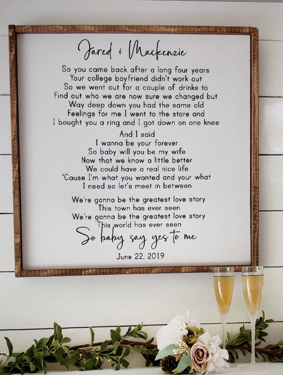 MackJones25's tweet photo. Last time we were here, we got engaged to LANCO in the crowd! It’s our 3rd wedding anniversary. 

Now, this sign hangs in our house ❤️

#HCNKC #LANCO #Anniversary #LoveStory https://t.co/YqUDz1jXyZ