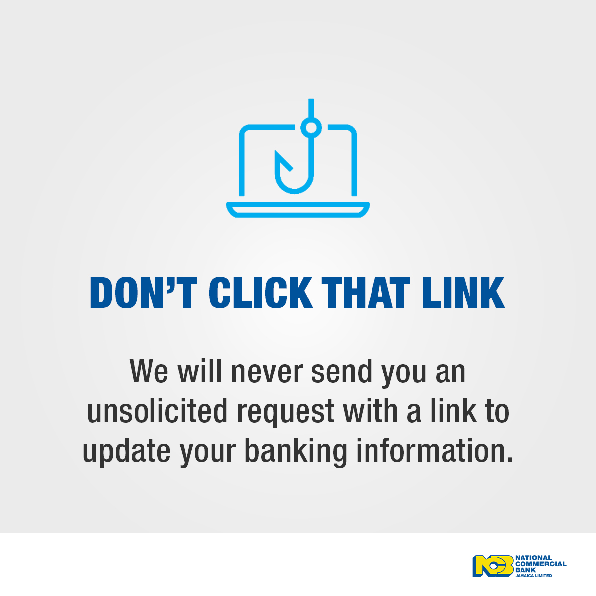 ncbja's tweet photo. Protect yourself against trending phishing attacks. Be wary of emails with links requesting that you click them to provide updates.
.....
#ncbupdate #bankingscams #bankingfraud #scamalert https://t.co/B4y995O2jU