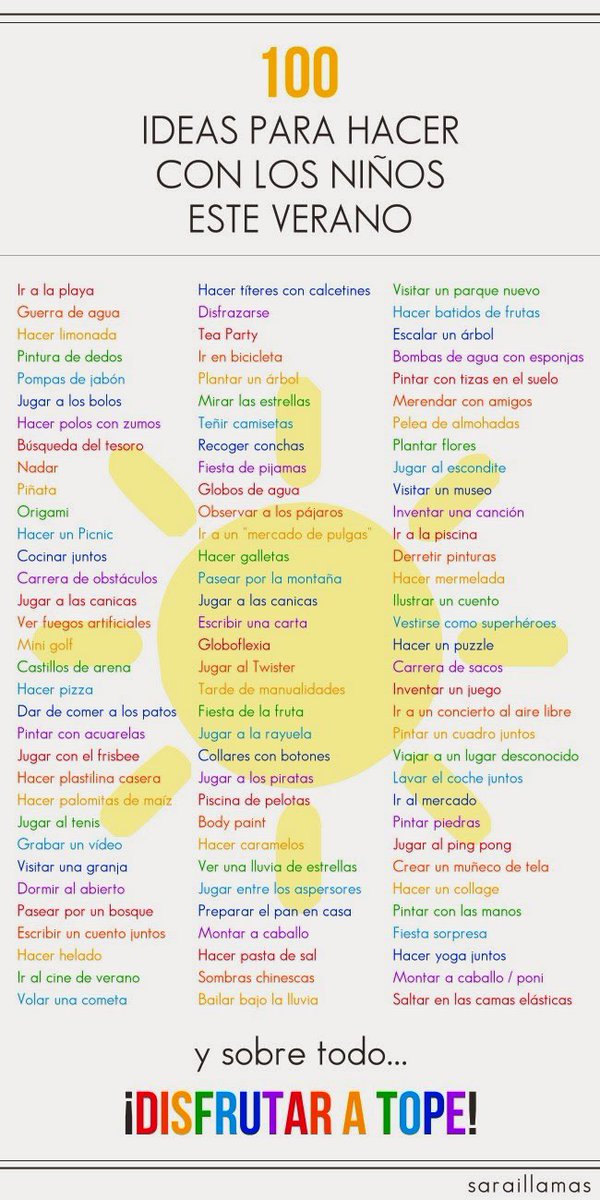 AyudaMaestros's tweet photo. 100 ideas para hacer con los niños en verano. 👉 https://t.co/UjlLKdSk9U @saraillamas https://t.co/cCTDdIfcb9