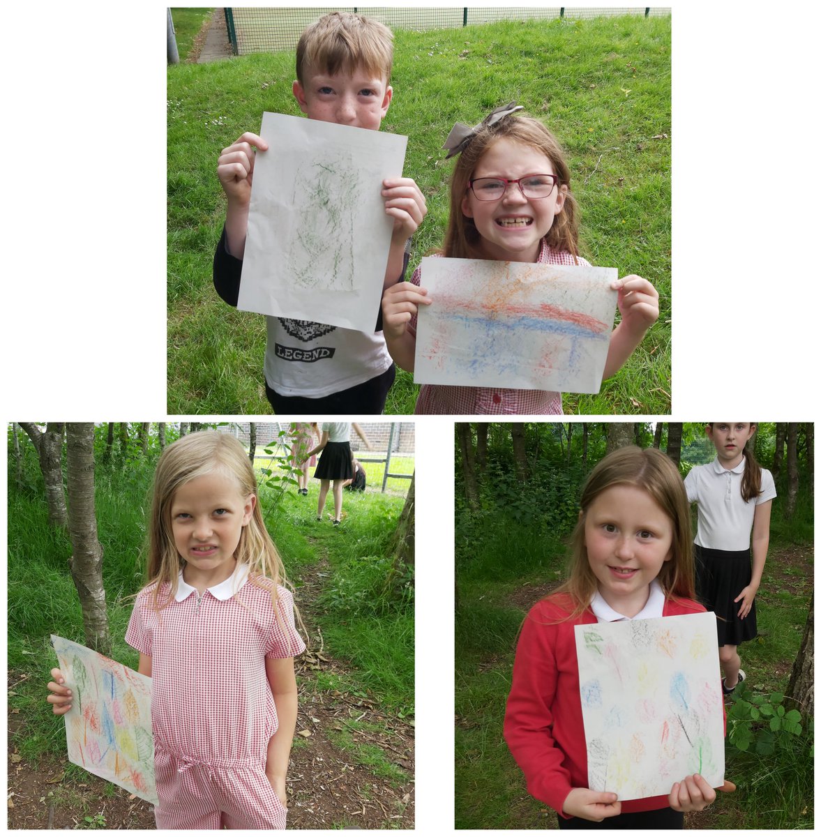 Miss_AWilson's tweet photo. Primary 3 found lots of different textures outside! 🌳🖍 https://t.co/6R5po60OZX