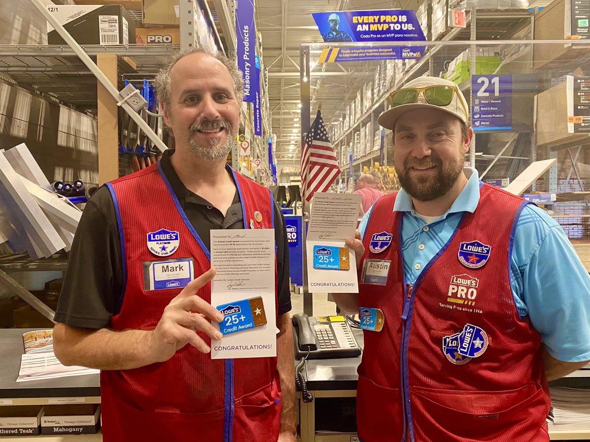 Our Pro Specialist Mark and Austin received their Bronze Credit awards today!! Our Pro customers love these two gentlemen. Thank you for all you do. <a href="/AndyBlier2322/">Andy B</a> <a href="/MichaelR18PRO/">Michael</a> <a href="/lowes/">Lowe's</a> <a href="/TheProRally/">Pro Rally</a>