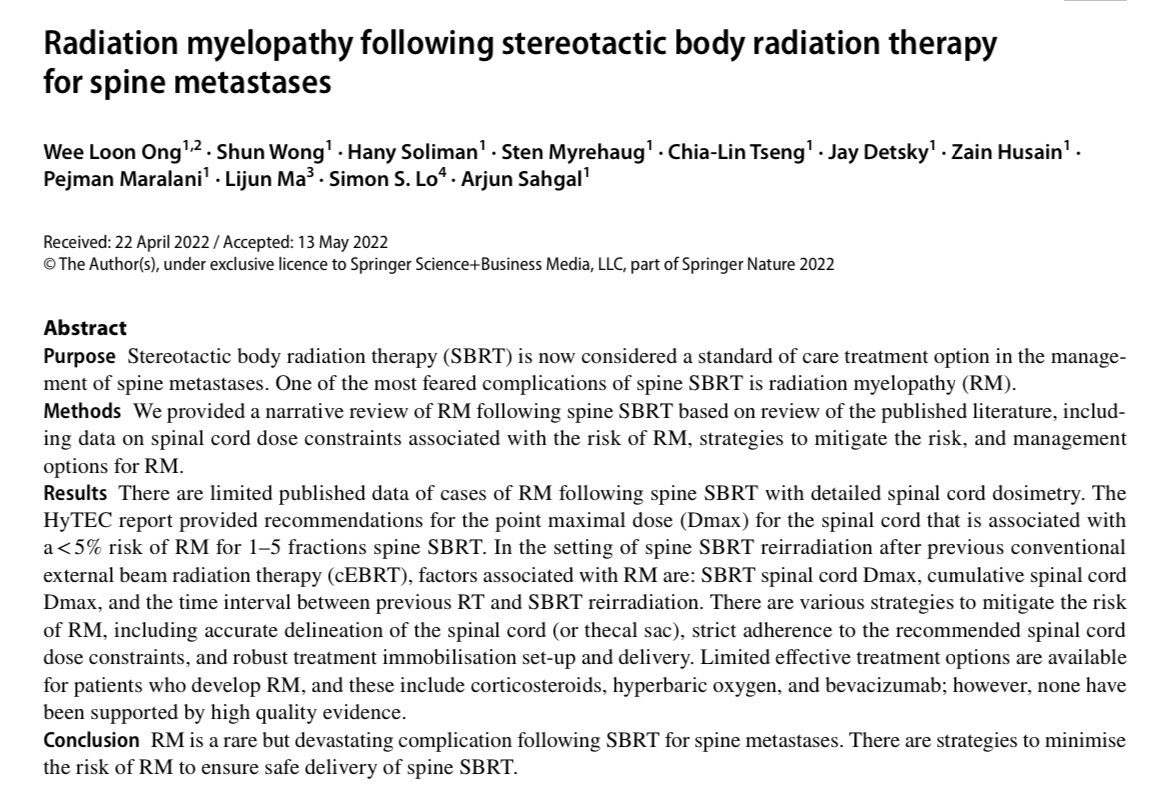 Jonathan Tomaszewski (@dr_jonathant) on Twitter photo Enjoyed this practical overview of radiation myelopathy post spine SBRT from <a href="/weeloonong/">Wee Loon Ong</a> et al. bit.ly/39LnNBV #radonc #pallonc Enjoyed this practical overview of radiation myelopathy post spine SBRT from <a href="/weeloonong/">Wee Loon Ong</a> et al. bit.ly/39LnNBV #radonc #pallonc