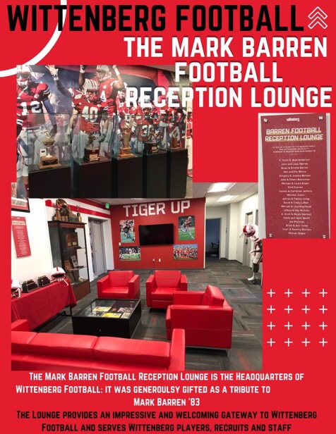 WittFootball's tweet photo. At Wittenberg, we have the finest facilities and the finest support. The Mark Barren Reception Lounge is the epicenter of @WittFootball https://t.co/E0FR9yFMfY