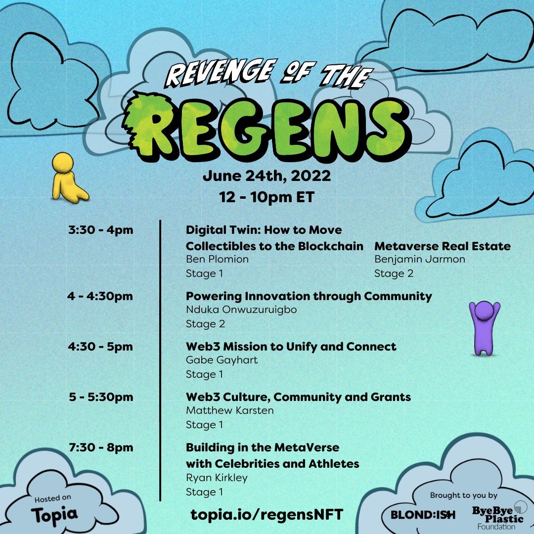 We have a sneak peak of the Metaverse Revenge of the Regens schedule! 🍃🍄 RSVP and get in on the action at lnkd.in/gPArBCw4