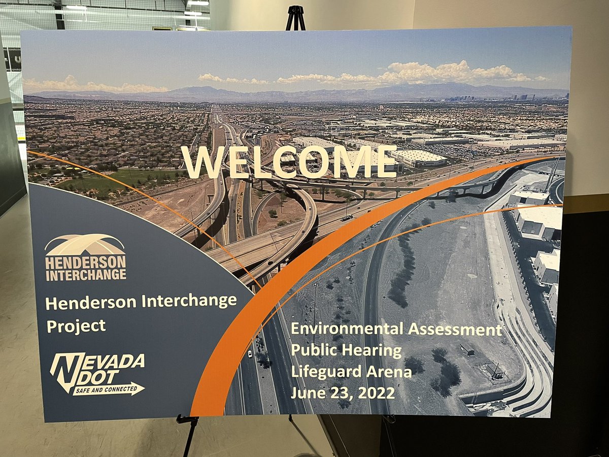 nevadadotvegas's tweet photo. The Henderson Interchange public hearing is underway. You still have time to make it to @LifeguardArena for the 5:30p presentation. We will also stream live on NDOT’s Facebook page. https://t.co/PLqHDWJU7r https://t.co/udNrf8hVlc