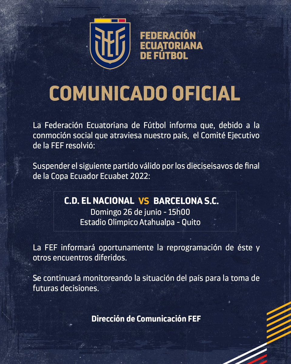 ⚽️Ascenso Ecuador🇪🇨 on Twitter "¡UN NUEVO PARTIDO SUSPENDIDO! El