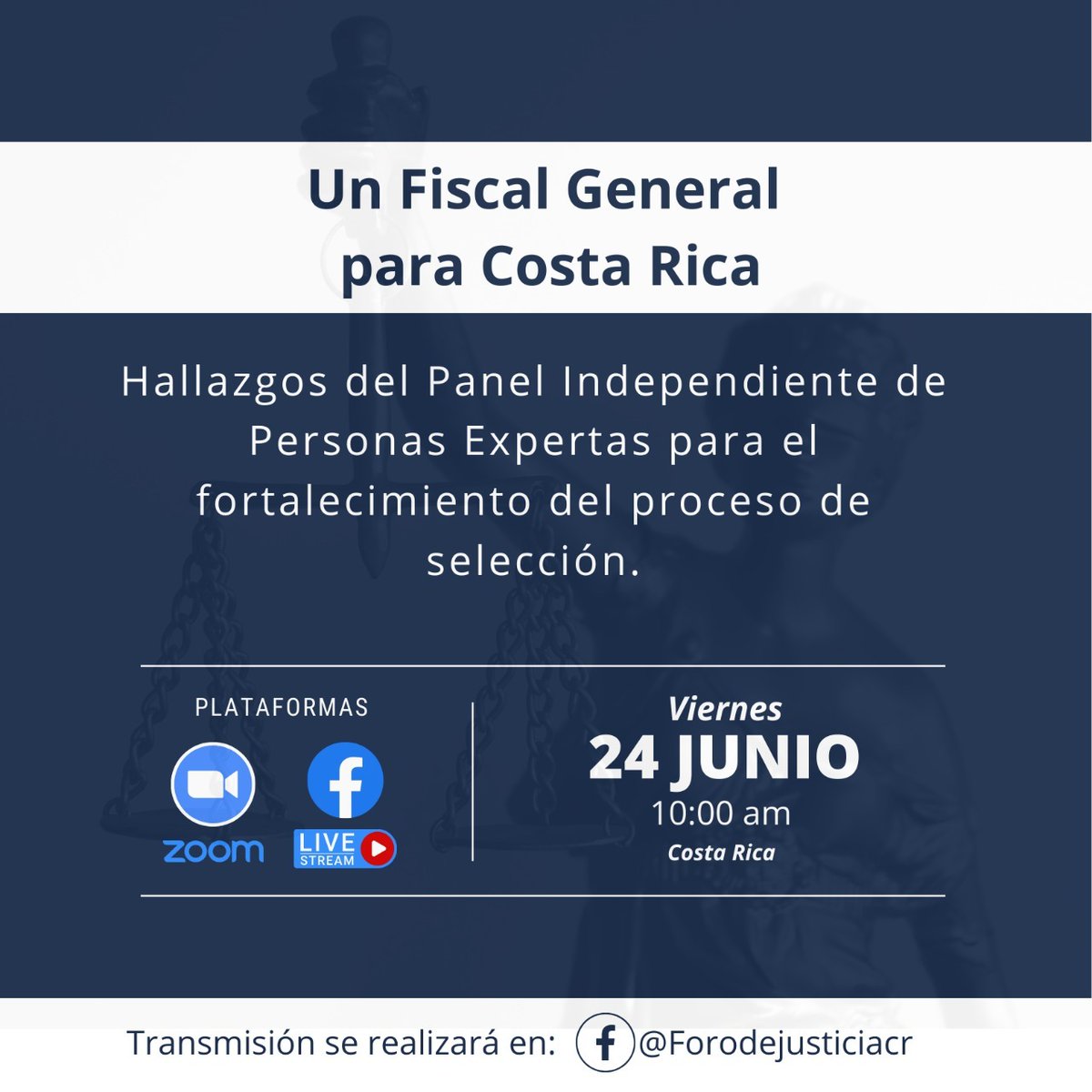 DPLF_info's tweet photo. #EnAgenda 

No te pierdas mañana el foro "Un Fiscal General para #CostaRica", donde el @PanelFiscaliaCR  compartirá sus hallazgos para el fortalecimiento del proceso de selección a este cargo.

Únete vía zoom👉 https://t.co/YpRtIrv7wO
📡 o sigue la transmisión de @cr_foro https://t.co/NRNGOcMZfD