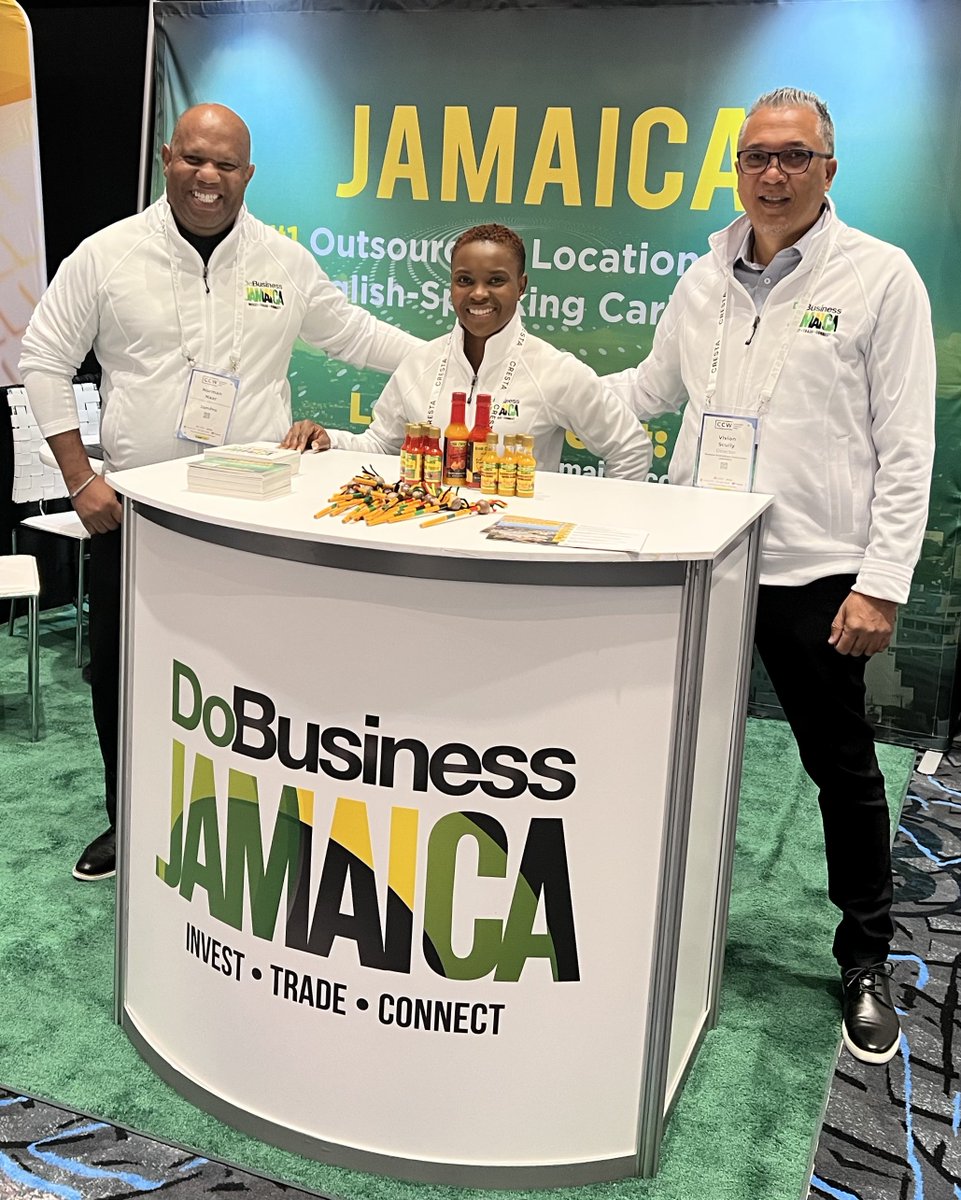 VLScully's tweet photo. Final day at Contact Centre Week in Las Vegas! Thank you to everyone who visited the JAMAICA booth, now “let's do business”. #CCWVegas #contactcentreweek https://t.co/EOd78uCxGU