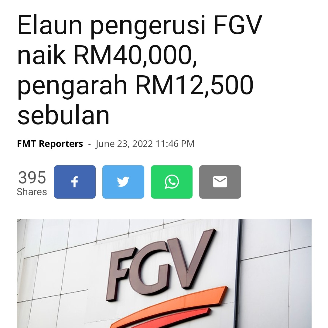 Macam biasa. Setiap bala yang ditanggung rakyat, merupakan nikmat kepada golongan tertentu seperti pengerusi dan pengarah FGV.