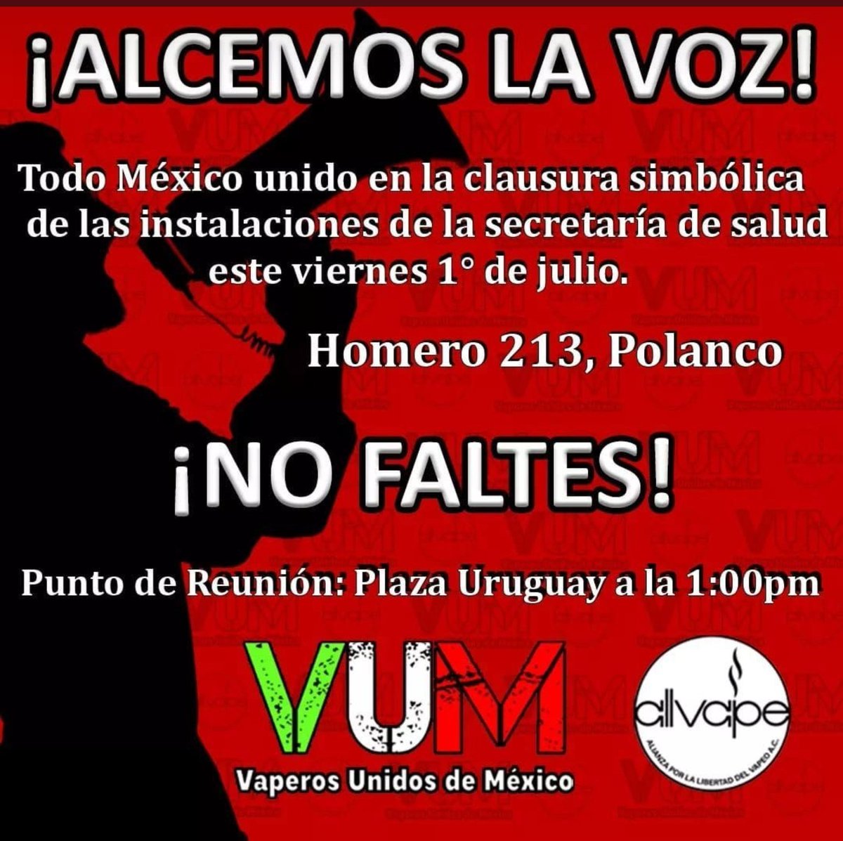 LiquidParadise's tweet photo. El Vapeo vive en todo México! 
Alza la voz y que se sienta tu fuerza. Que se exprese el sentimiento en este 3er plantón en CONTRA del autoritarismo del Estado y las prohibiciones del vapeo #VapearNoEsFumar #VapearUneVidas #Mexico #allvape #vum
@allvapemx @Javierlatinovum https://t.co/m2HjUM4nvz