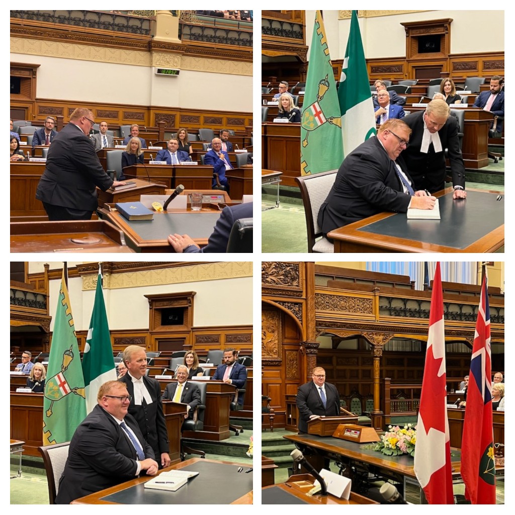 Graydonthempp's tweet photo. What an honour and a thrill as I swore my oath as MPP for the incredible Parry Sound-Muskoka. Thank you to all who helped get me to this point, especially my incredible family.

I look forward to working on behalf of everyone in our riding for the next four years! https://t.co/8BXuHGMJ9i