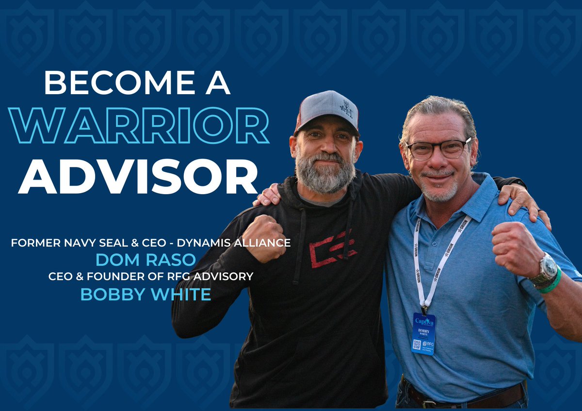 In this latest episode of Become a Warrior Advisor Podcast, @RFGAdvisory Founder Bobby White and Navy SEAL @DomRasoJr discuss mental toughness, the future of financial advice, and much more in this episode. Listen In podcasts.apple.com/us/podcast/ep-… #WeAreRFG #WarriorAdvisor #Podcast