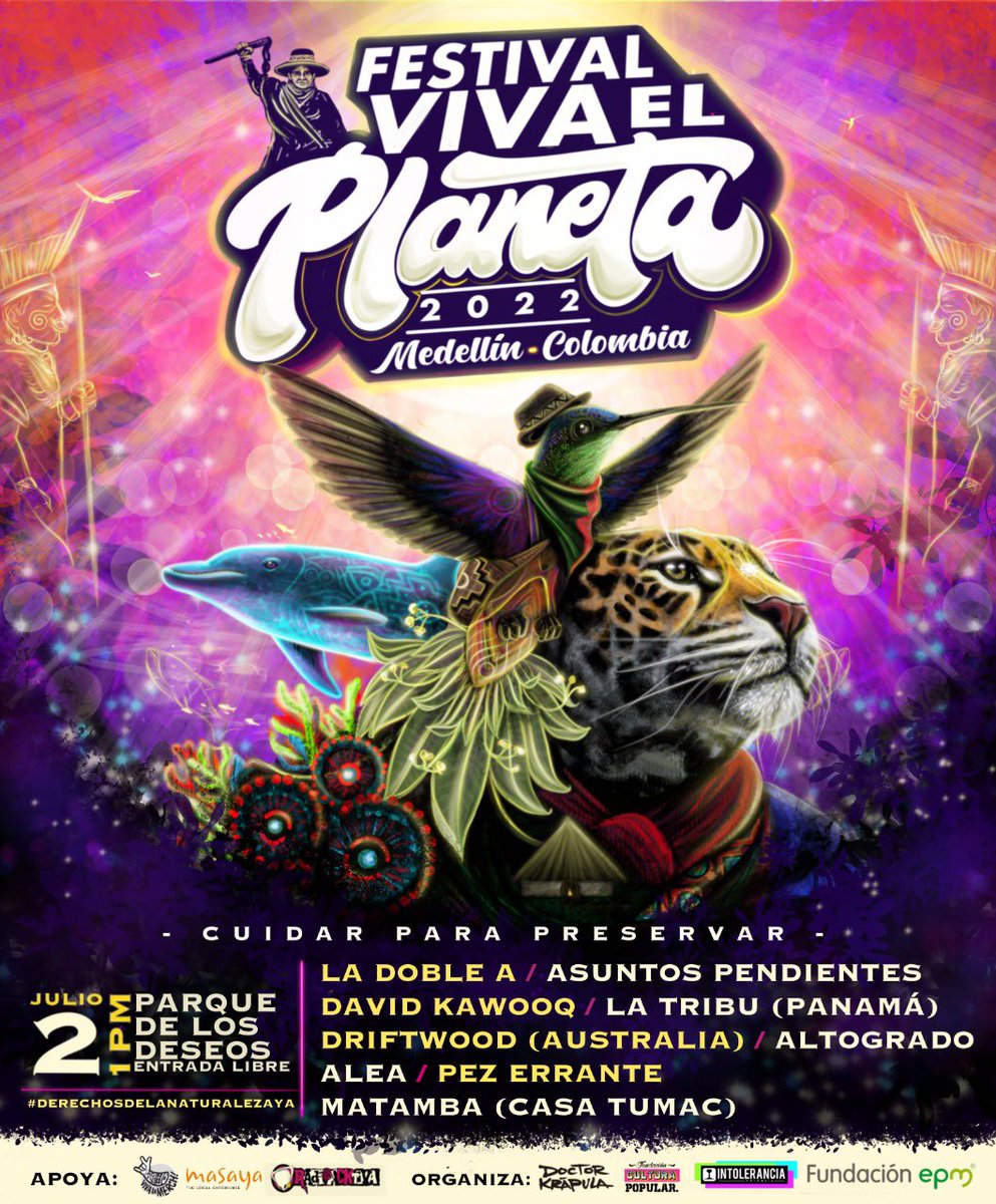 Medellín lista para recibir al Festival <a href="/VivaElPlaneta/">VivaElPlaneta</a> 2022!
Sábado 2 de Julio en el Parque de los Deseos 🙌 🌎 

@FundacionEPM <a href="/Radioacktiva_/">Radioacktiva_</a> <a href="/Radioacktivamed/">radioacktivamedellin</a> #Masaya