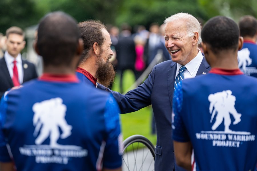 President Biden speaks with Wounded Warriors servicemembers and veterans.