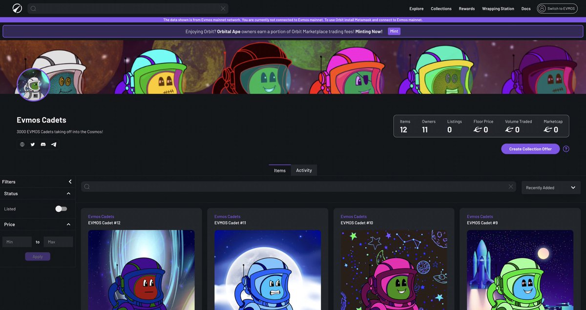 EVMOS Cadets⚛️🚀👩‍🚀 MINT IS LIVE! tweet media
