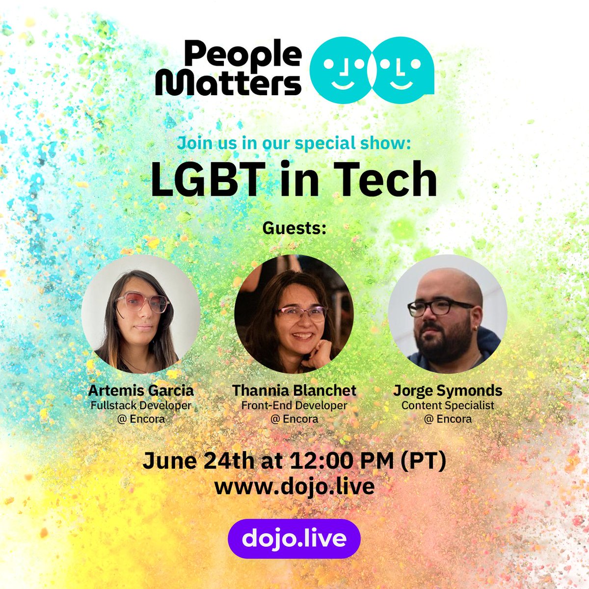 dojolive's tweet image. 👉🏻 #LGBTInTech is the first of many more #Diversity, #Equity, and #Inclusion discussion panels to come. Introducing #PeopleMatters - brought to you by @dojolive!  

🗓 Tomorrow at 12:00 pm (PT) 
🔗 dojo.live/interviews/peo…

#dojolive #innovation #technology #culture #streaming