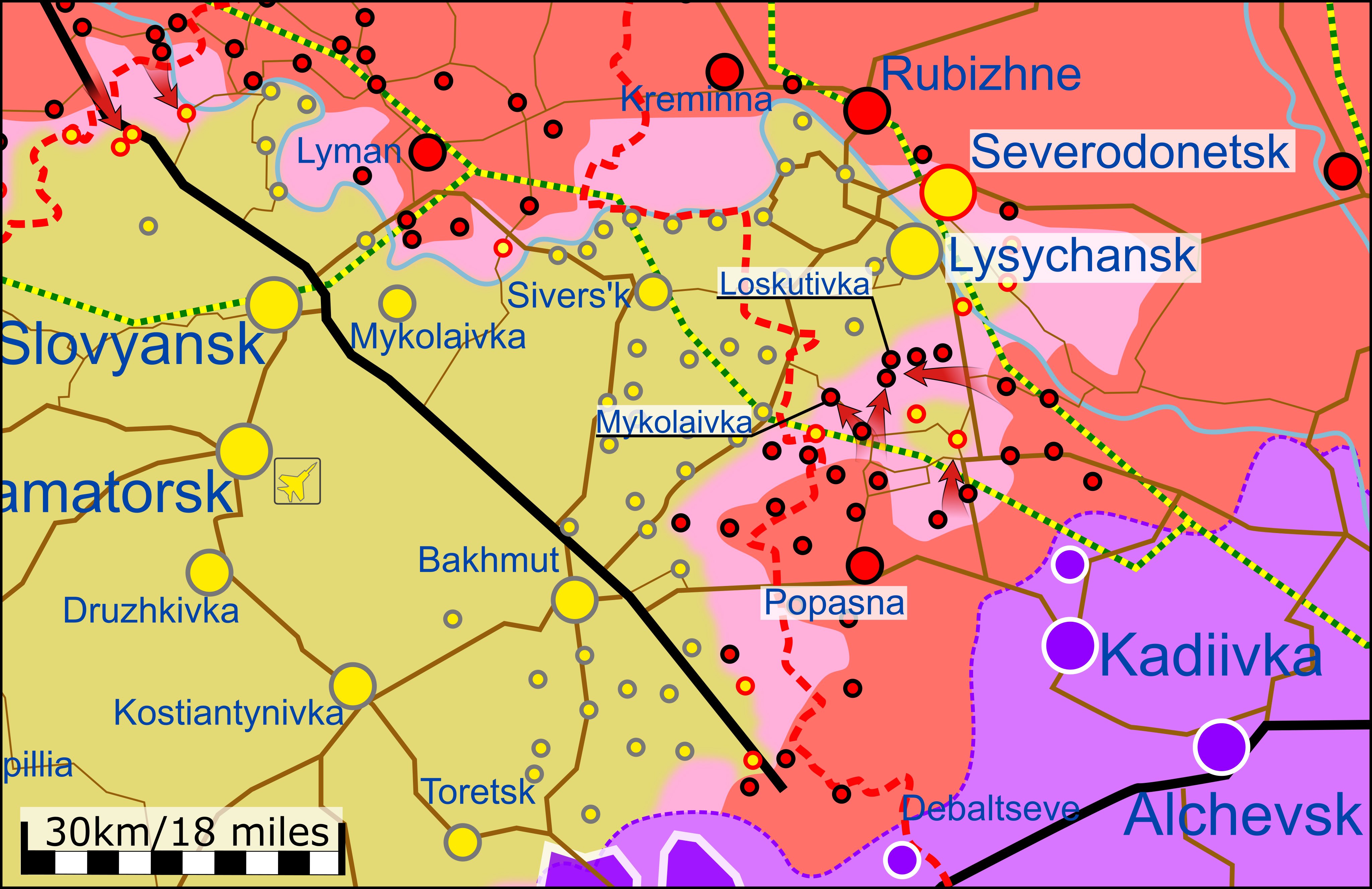 Карта боевых действий на Украине 