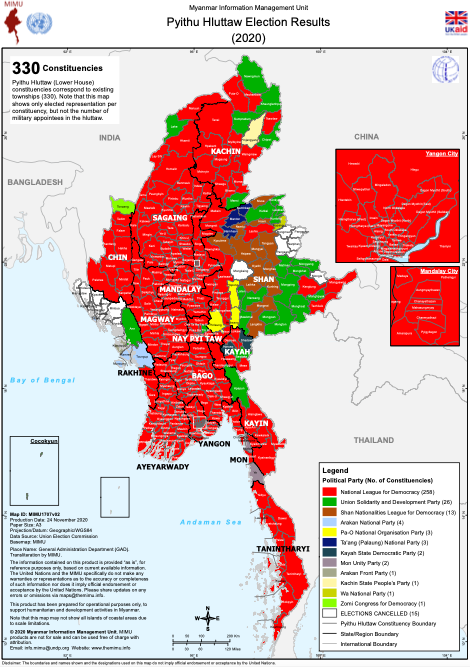 DrTunMyint's tweet photo. It is misleading to say that Sagaing has most active PDFs and local resistance against 2021 coup because it is NLD hardcore region.  Three maps show NLD won almost the entire country in 2020 election. 

"Sgaing Rebellion" provide a historical fact to see why it is active as it. https://t.co/GpP63x3rkZ