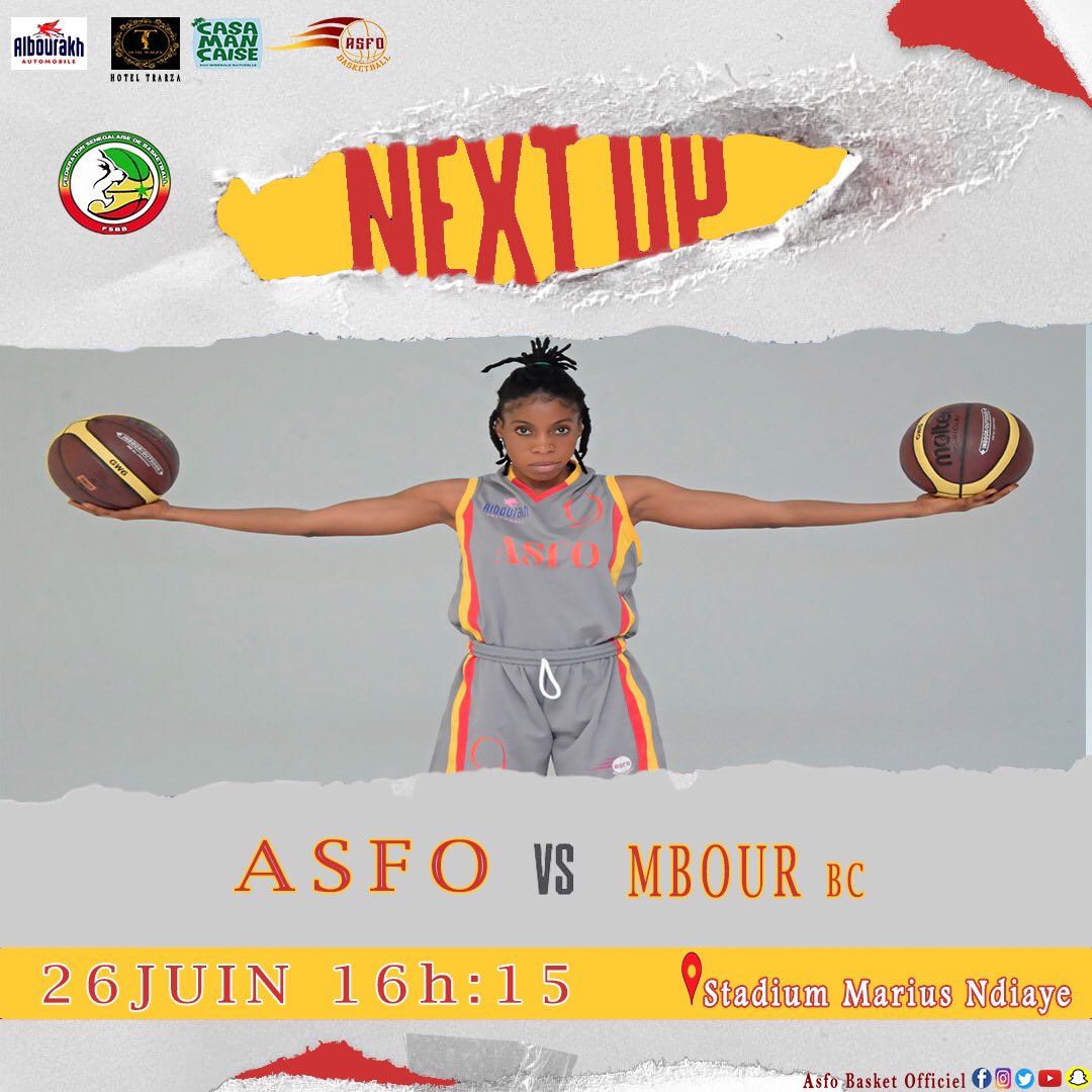 asfoBasket's tweet photo. Next game!
#hoteltrarza 
#newstyle #MoveLikeAsfo
#WeAreFamily #AllezASFO 🔴🟡 🏀🇸🇳 https://t.co/k6RxeEXWNb