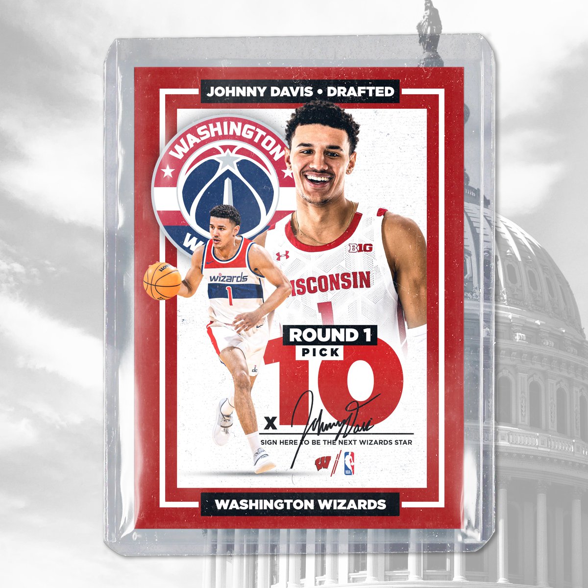 Heeeeeeeeeere’s Johnny! 🙌💯

With the 10th overall pick in the 2022 NBA Draft, the <a href="/WashWizards/">Washington Wizards</a> select our guy <a href="/JohnnyDavis/">Johnny Davis</a>!

#OnWisconsin x #NBADraft
