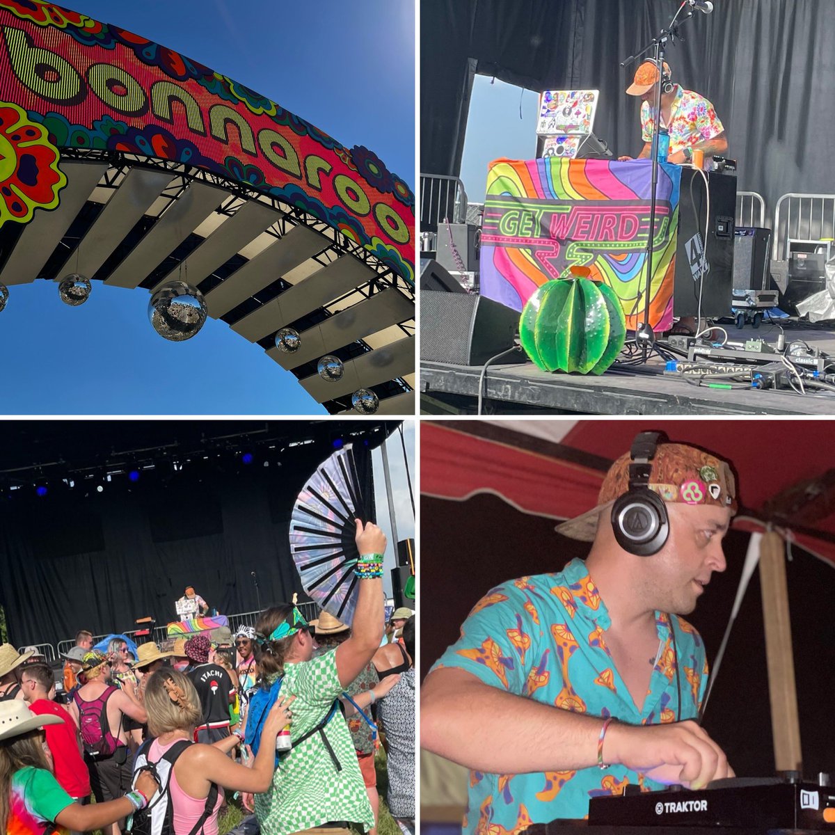 WeAreGETWEIRD's tweet photo. This #Bonnaroo was special. Being back after 3 long years was what this soul needed. 🙌 Thanks to everyone who danced with us on Wed and Thurs…and to our friends at @TheRealRooBus and #SooperGroop for giving us the stages to do it w/ you. ❤️ Here’s to a big 2023! 🌈✨ #GETWEIRD https://t.co/okGI7TtfQo