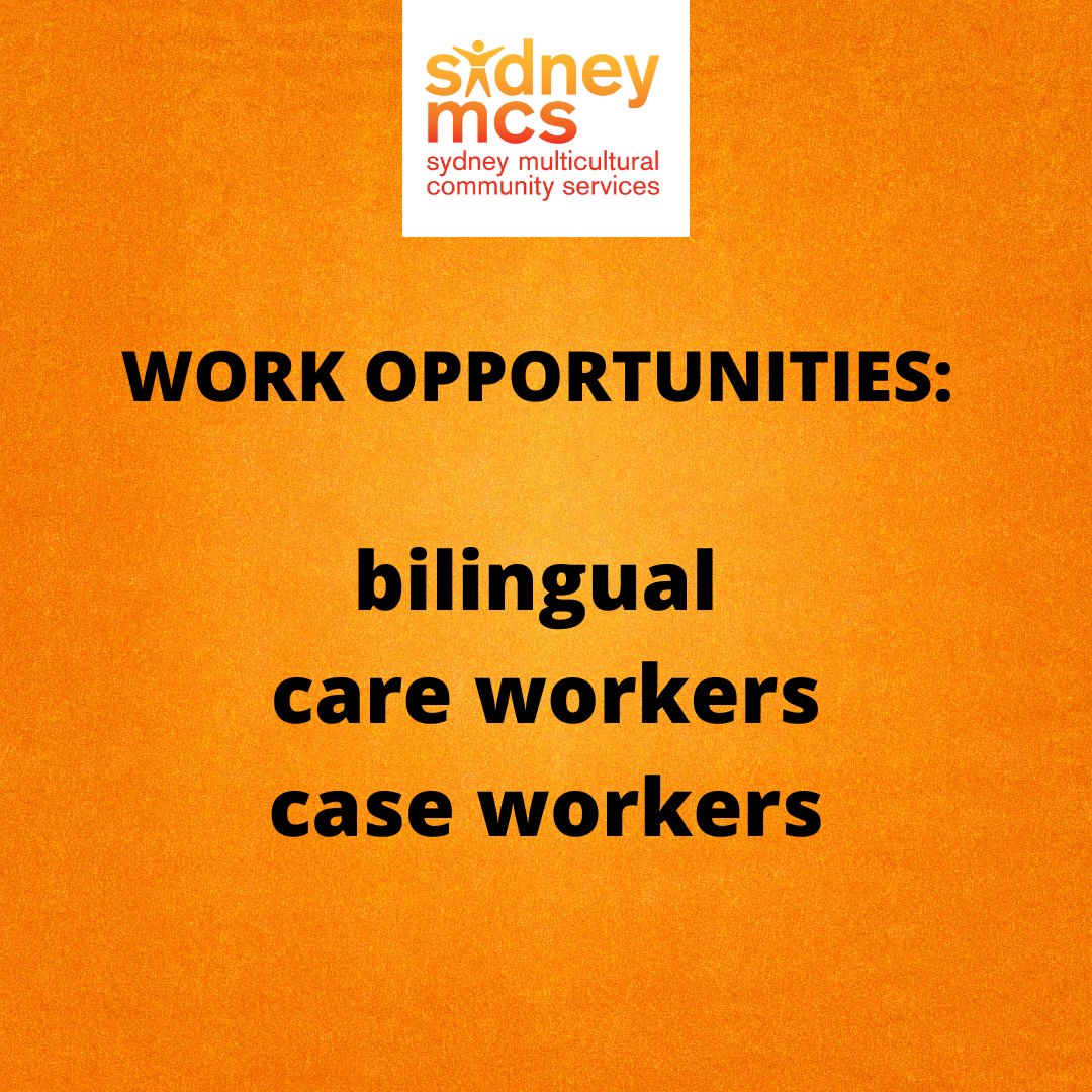 Check out some #workopportunities at Sydney MCS which we are currently advertising here: sydneymcs.org.au/about-us/work-… 

If you know any bilingual #caseworkers and #careworkers, please share this link with them and within your social networks. 

#sydneyjobs #jobs #employment