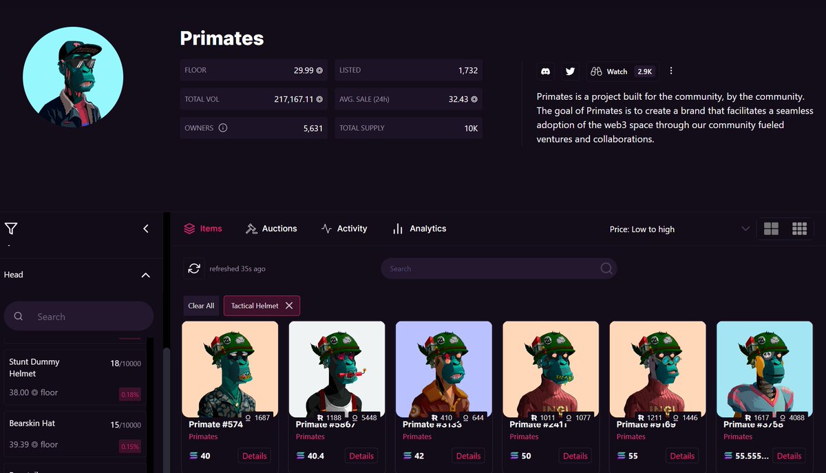 hey $ETH boys got a task for you! all epics and legendaries if you sweep all the way up to 55 SOL 🚀💎🤝🪖

#eth #solana #primates #JNGL #JNGLBOYZ #NFTs <a href="/PillDAO/">💊halla</a> <a href="/GuzzlerDao/">GuzzlerDAO #LFGuzzle</a> @GlitchDAO @CautionDao @CGMDAO