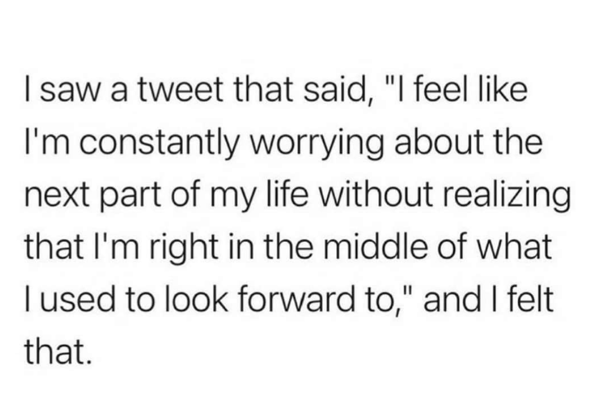 You can't win the moment if you are not in the moment. A lesson that only took me 44 years to learn.