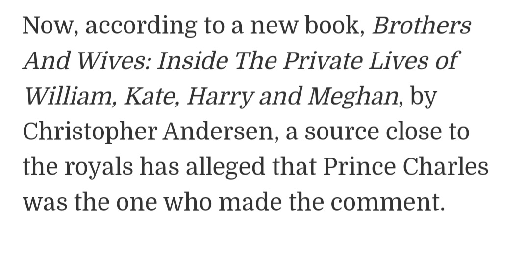 MicheleTHalpin1's tweet photo. @OhHiHolly @janucristi Author #ChristopherAnderson in his book, claims it was #PrinceCharles who raised it &amp; apparently #Camilla called him out on it. 

I'm not a royalist but am a huge supporter of #HarryandMeghan and facts. https://t.co/Fg3gve7fBI