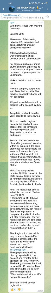 uniquejack17's tweet photo. @MahaCyber1 I want to complain about a suspicious company named Wework. It doesn't have any app, it works on https://t.co/OC3gZ4zRNK. I invested 10000 in it and about 2500 is returned. Now they say that they are facing issues in withdraw and ask money. I need you to look at it. https://t.co/r0DaY61rvu