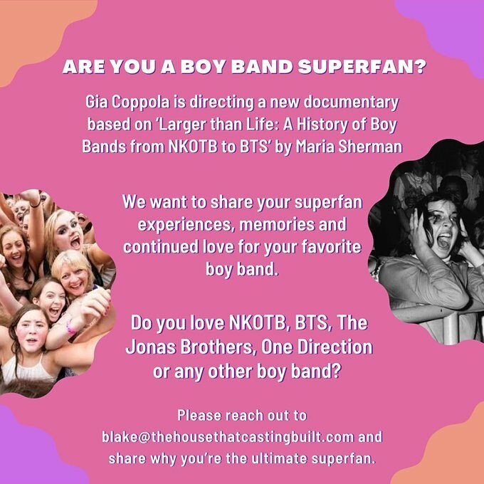 You may have seen a recent article on Deadline about a new documentary being made about the fans of boybands. If you are IN BOSTON (per the casting agent) and a huge <a href="/nkotb/">New Kids on the Block</a> fan, contact @thehousethatcastingbuilt for info about being a part of the documen… instagr.am/p/CfF3kQlr6oQ/