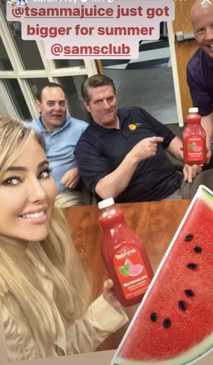 realsarahfrey's tweet photo. Guess what has arrived in @SamsClub in a larger size ready for summer enjoyment? @TsammaJuice l! #lCold Pressed #Watermelon juice made from our own #FreyFarms watermelons! Pick some up for #fresh enjoyment, a #cocktail mixer,
Or the perfect #AthleticRecovery beverage! https://t.co/2XaIwyfZ6O