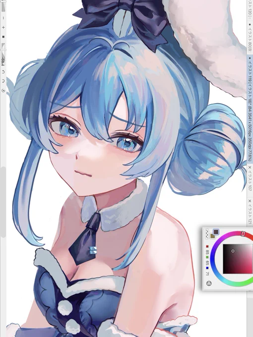 初音ミクちゃんのお顔可愛く描けた💙🤍 