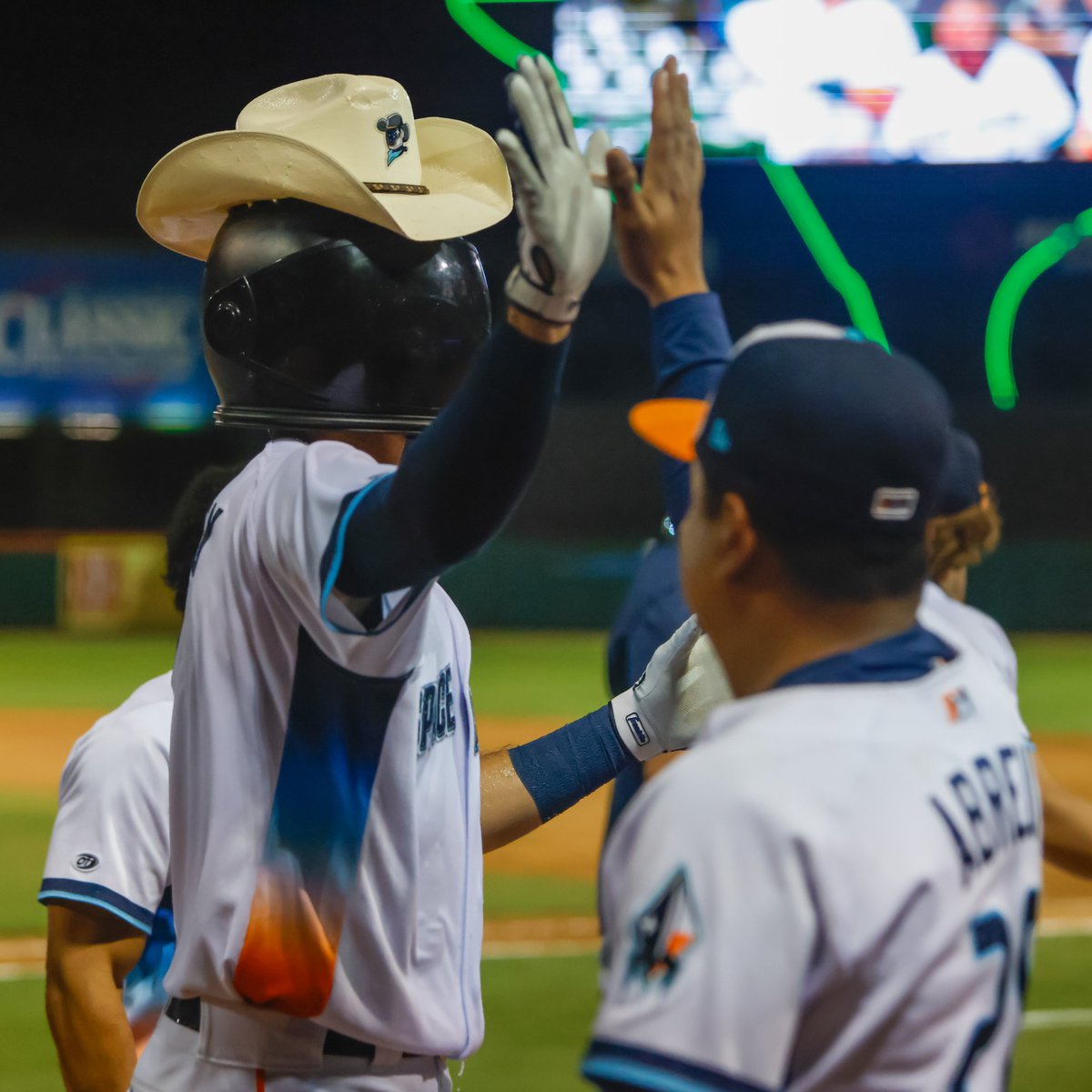 SLSpaceCowboys's tweet photo. Things we like: 

☑️Dingers
☑️Gatorade shower to open a homestand https://t.co/rgCfSLNXr9