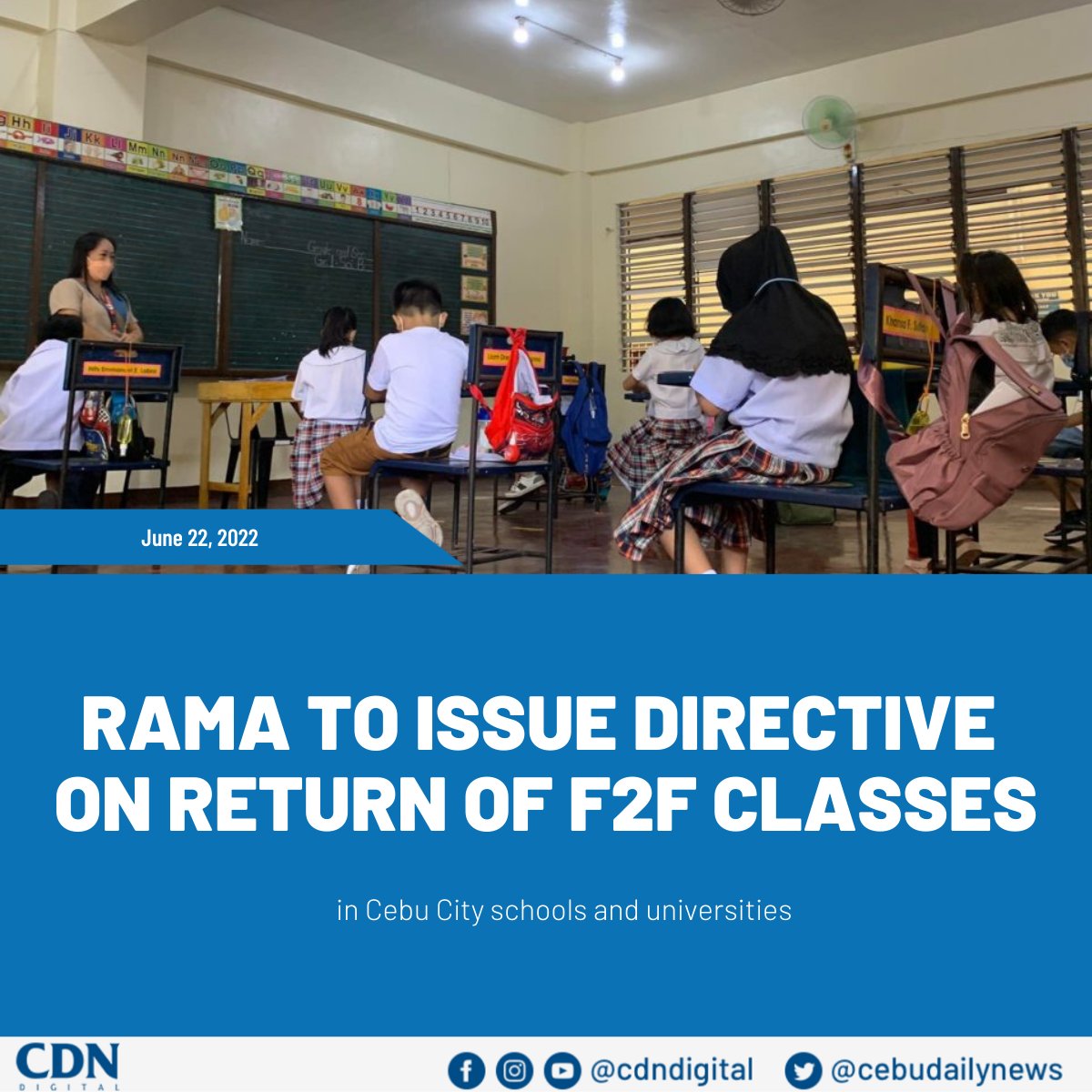 cebudailynews's tweet photo. JUST IN: Cebu City Mayor Michael Rama will be issuing a directive in the coming days to allow universities and colleges for 100-percent face-to-face classes. https://t.co/2asie9081c