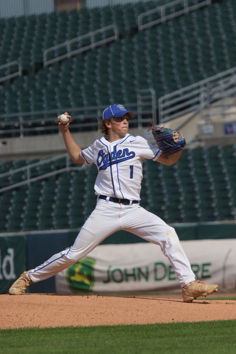 iahsbb's tweet image. Ogden pitcher Stellan Wagner in action vs Madrid in the third and final game of today’s triple-header at Principal Park 
📸 Sabina Clutter | TRHS