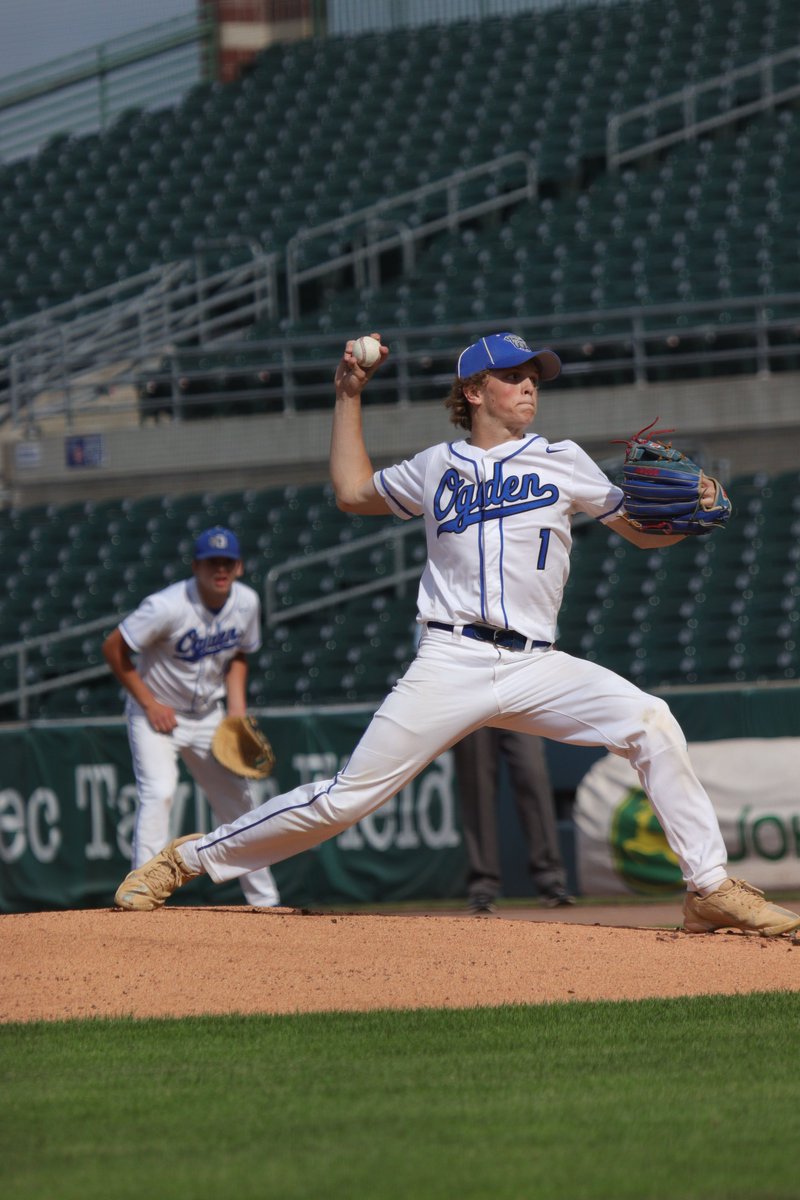 iahsbb's tweet image. Ogden pitcher Stellan Wagner in action vs Madrid in the third and final game of today’s triple-header at Principal Park 
📸 Sabina Clutter | TRHS