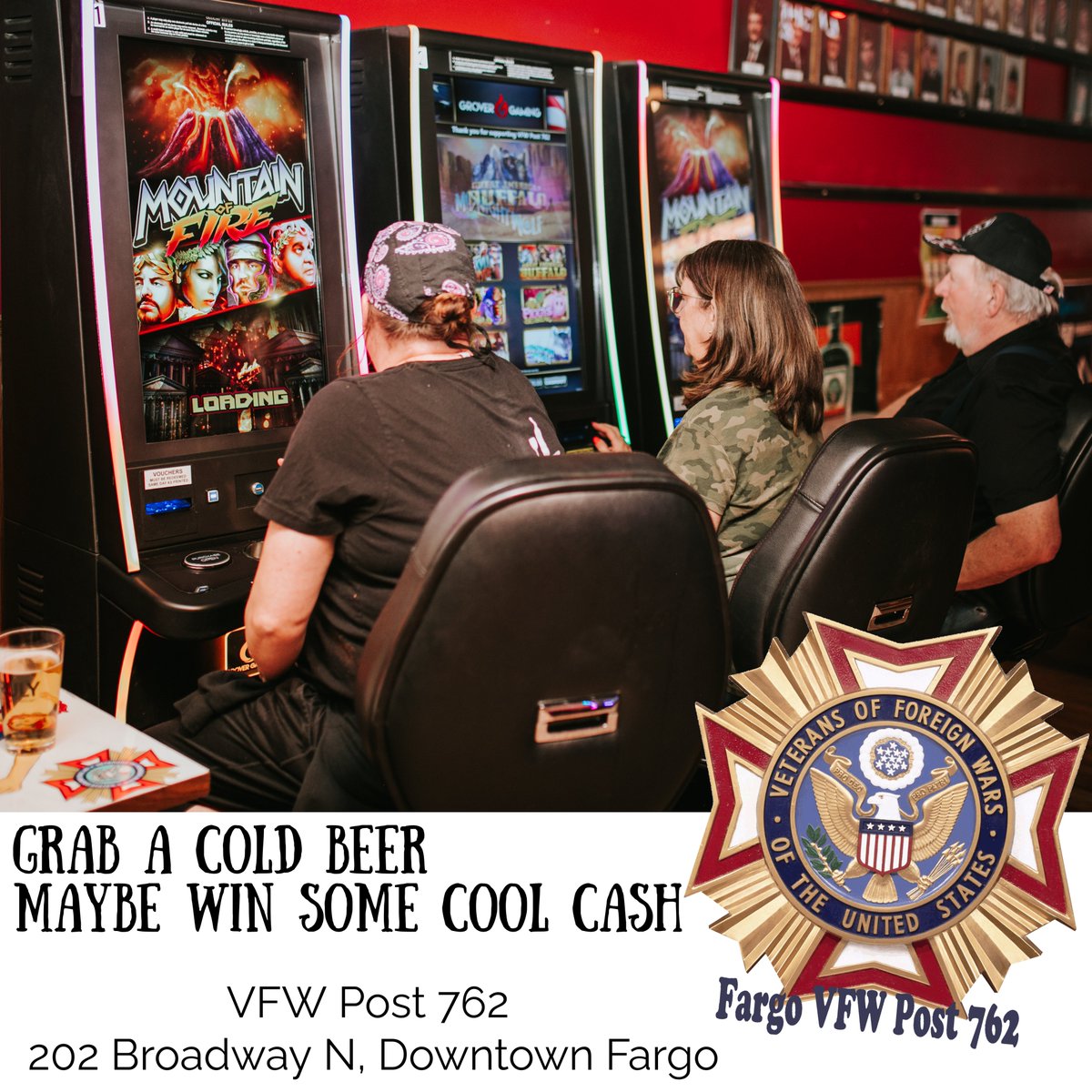 762VFW's tweet photo. Is it hot, #FargoMoorhead? Ya, sure, you bettcha! The club is air conditioned, so come grab a cold #beer &amp; maybe win some cool cash!

#vfw762 #gaming #downtownfargo https://t.co/56HGP8SRRy