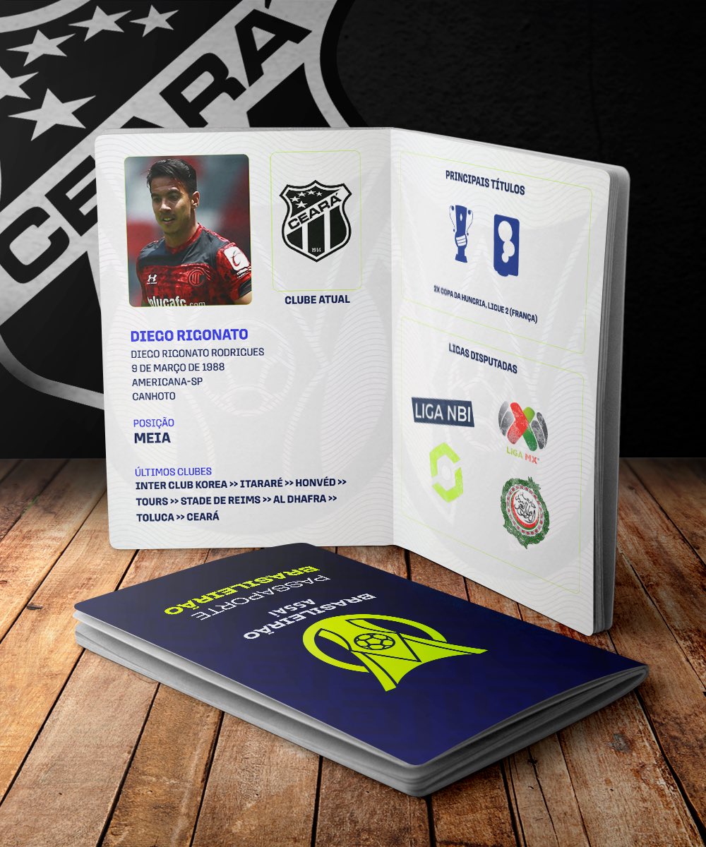 Brasileirao's tweet photo. Carimba! Passaporte no @CearaSC! Chegou Diego Rigonato para reforçar o Vozão na minha disputa! Seja muito bem-vindo! https://t.co/1e8DtZtMH5