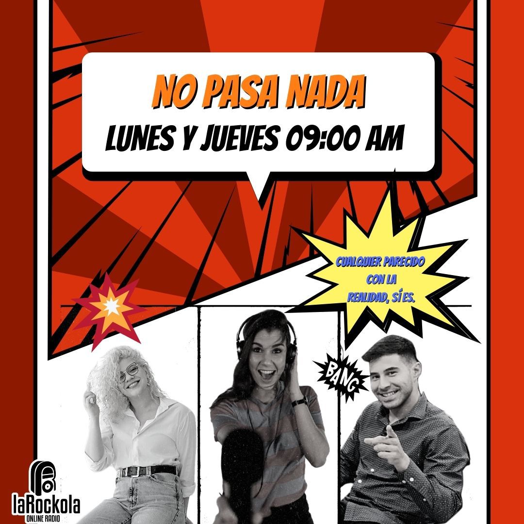 TENEMOS NOVEDADES 🎉✨🧨
Cuando te dicen que "no pasa nada" es que PASA DE TOOODO 😏🙈🤯.
Queremos ponerle humor y booeenaaa música a tus mañanas 🎧📲 Ponete los auriculares, tranqui chill, los lunes y jueves de 9 a 11 am. que NOPASANADA 😛