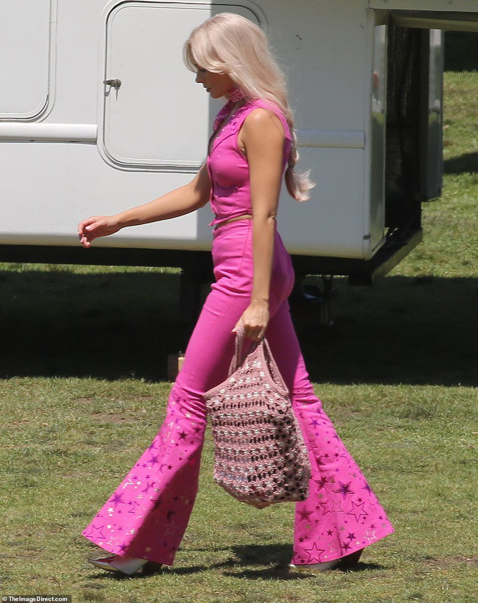 Margot Robbie on the set of Barbie