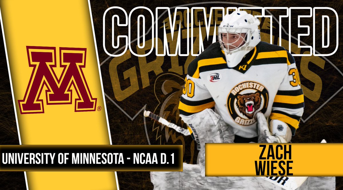 RochesterGrizz's tweet photo. Congratulations to Zach Wiese as he becomes the first Rochester Grizzly to announce his commitment to an NCAA D.1 Program!

@GopherHockey @NA3HL

https://t.co/6GFXZB5SNE https://t.co/pgHcPAx3Jo