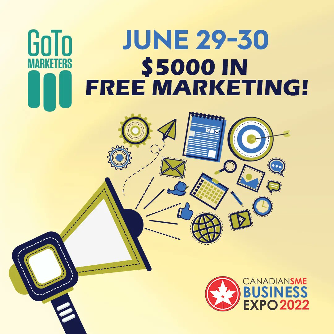 GoToMarketers's tweet photo. Here are 5000 reasons to attend the #SMEexpo2022 , a free virtual expo on June 29-30. Visit our booth for a chance to win a CAD 250 gas card or a grand prize drawing of CAD 5000 in free marketing! https://t.co/biXa88AENn #torontosmallbusiness #torontoevents https://t.co/tEPLPYcG1Z